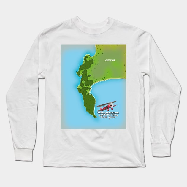 Table Mountain National Park South Africa map Long Sleeve T-Shirt by nickemporium1